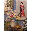 Image 1 : John Powell (20th Century) American, ASIAN WOMAN WITH FLOWERS, color lithograph, signed in penc...