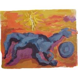 Abraham Ratttner (1895-1978) American, BLUE FIGURES, 1972, color lithograph, signed in pencil,...