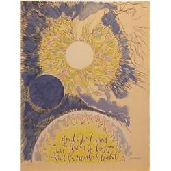 Abraham Ratttner (1895-1978) American, AND GOD SAID, 1972, color lithograph, signed in pencil,...