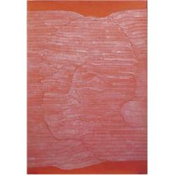 Ricetti (20th Century), UNTITLED (Red), 1981, sand and acrylic painting on paper, 39 1/4 x 27 1...