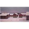 Image 1 : Juhani Palmu (b. 1944) Finnish, VILLAGE IN WINTER, oil painting on canvas, 42 x 74", signed low...