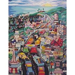 Linnea Pergola (20th Century) American, CRUSIN THE STRIP, 1995, color screenprint with hot stam...