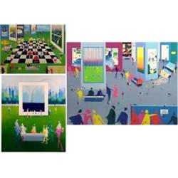 Leo Posillico (b. 1944) American, WET PAINT; CHECKER BOARD; PARK RAINBOW, three color screenpri...