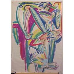 Karl Schnetzinger (b. 1956) Austrian, UNTITLED, 1983, oil stick on paper, 39 x 27", signed and...