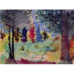 Arthur Secunda (b. 1927) American, FOREST, watercolor on paper, 9 x 12", signed lower right, fr...