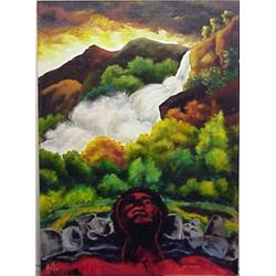 Paul Sierra (20th Century) American, UNTITLED, oil painting on canvas, 60 x 43 1/2", initialed...