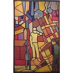 Tapestry, STEEL WORKER (Welder), a fine woven wool tapestry, 103 x 68". $800/1200...