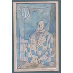 Leticia Tarrago (20th Century), EL PAYASO (The Clown), 1964, color etching, signed in pencil, f...