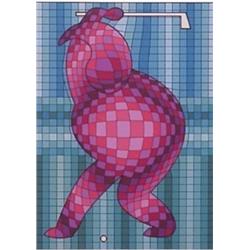 Victor Vasarely (1908-1997) Hungarian, GOLFER, color screenprint, signed in pencil, from the nu...