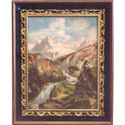 R. P. H. Wolle (19th/20th Century), MOUNTAIN STREAM, 1900, oil painting on canvas, 14 1/2 x 11"...