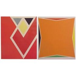 Larry Zox (b. 1936) American, UNTITLED (Red); UNTITLED (Orange), two color screenprints, each s...