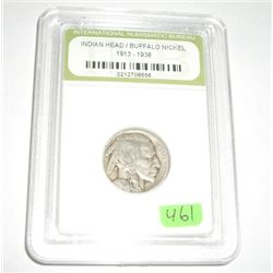 1923 EARLY BUFFALO NICKEL CERTIFIED BY INB *INTERNATIONAL NUMISMATIC BUREAU* SERIAL # 2212708556!!