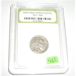 1919 EARLY BUFFALO NICKEL CERTIFIED BY INB *INTERNATIONAL NUMISMATIC BUREAU* SERIAL # 2212708562!!