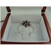 Image 2 : GARNET AND DIAMOND CLUSTER RING. STERLING SILVER WITH 8 DIAMONDS. INCLUDES $550 CERTIFICATE