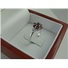 Image 3 : GARNET AND DIAMOND CLUSTER RING. STERLING SILVER WITH 8 DIAMONDS. INCLUDES $550 CERTIFICATE