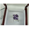 Image 2 : LADIES TRILLION AND PEAR CUT AMETHYST RING SET WITH 4 DIAMONDS. INCLUDES $375 CERTIFICATE