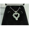 Image 2 : GREEN EMERALD AND DIAMOND STUDDED HEART NECKLACE SET, 0.90+CW INCLUDES $325 CERTIFICATE