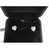 Image 2 : NEW PAIR OF HEART STUD EARRINGS SET WITH 13 BLUE DIAMONDS. INCLUDES $450 CERTIFICATE