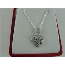 CUSTOM MADE HEART PENDANT/ NECKLACE SET WITH DIAMOND. STERLING SILVER