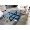 Image 1 : THICK GLASS TOP COFFEE TABLE WITH HEAVY METAL BASE