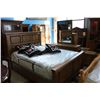 Image 1 : GERARD COLIN 6PC OAK BEDROOM SUITE; QUEEN SIZE BED HEADBOARD FOOTBOARD RAILS, 9 DRAWER DRESSER WITH