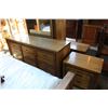 Image 2 : GERARD COLIN 6PC OAK BEDROOM SUITE; QUEEN SIZE BED HEADBOARD FOOTBOARD RAILS, 9 DRAWER DRESSER WITH
