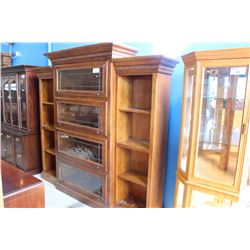 HOOKER FURNITURE CONTEMPORARY 3PC LAWYER STYLE BOOK CASE WITH LEADED GLASS FRONT AND 2 SIDE