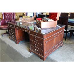 CHIPPENDALE STYLE SOLID MAHOGANY DOUBLE PEDESTAL EXECUTIVE DESK