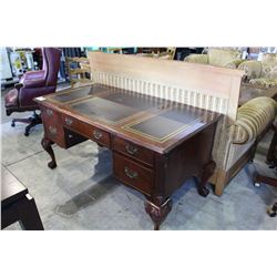 MAHOGANY DOUBLE PEDESTAL LEATHER TOP DESK