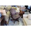 Image 1 : MAHOGANY WITH STRIPED UPHOLSTERY OFFICE CHAIR