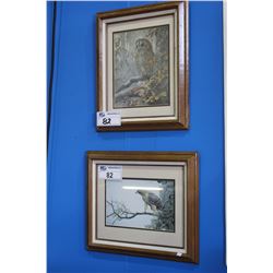 2 FRAMED ROBERT BATEMAN BIRDS OF PREY PRINTS