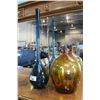 Image 1 : APPROX 3' MID CENTURY DANISH MODERN MADE IN SWEDEN BLUE GLASS FLOOR VASE AND A LARGE AMBER GLASS