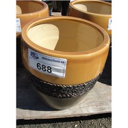 2TONE BROWN AND YELLOW WITH ROPE CORD DECORATIVE ACCENT SINGLE CERAMIC PLANTER