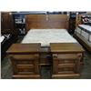 Image 1 : CUSTOM SIZE BED; HEADBOARD FOOTBOARD AND RAILS COMES COMPLETE WITH 2 MATCHING 3 DRAWER NIGHT STANDS