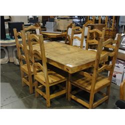 MEXICAN STYLE PINE DINING TABLE WITH 6 LADDERBACK STYLE CHAIRS