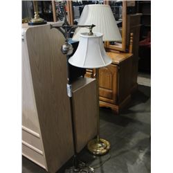 GROUP OF 2 FLOOR LAMPS; BRIDGE LAMP AND A BRASS LAMP