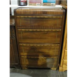 4 DRAWER WALNUT WATERFALL HIGH BOY DRESSER