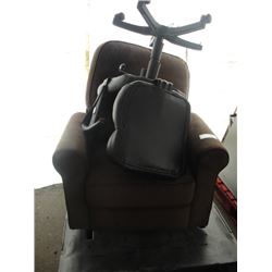 BROWN MICRO FIBRE SUEDE RECLINER AND BLACK OFFICE CHAIR