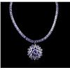 Image 1 : 14KT White Gold 83.22ctw Tanzanite and Diamond Necklace
