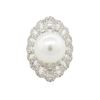 Image 1 : 18KT White Gold Pearl and Diamond Ring