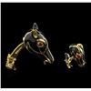 Image 2 : 0.50ctw Ruby and Enamel Horse Head Cufflink and Stud Set - 18KT Yellow Gold