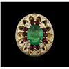 Image 1 : 14KT Yellow Gold 3.89ct Emerald, Ruby and Diamond Ring