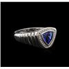 Image 2 : 1.59ct Tanzanite and Diamond Mens Ring - 14KT White Gold