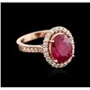 Image 2 : 14KT Rose Gold 4.78ct Ruby and Diamond Ring