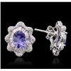 Image 2 : 14KT White Gold 2.52ctw Tanzanite and Diamond Stud Earrings
