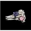 Image 2 : 14KT White Gold 1.58ctw Sapphire and Diamond Ring