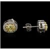 Image 2 : 1.22ctw Yellow Diamond Stud Earrings - 14KT Two-Tone Gold