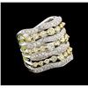 Image 2 : 3.36ctw Fancy Yellow Diamond Ring - 14KT Two-Tone Gold