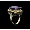 Image 3 : 14KT Yellow Gold 10.53ct Amethyst and Diamond Ring