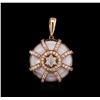Image 1 : 14KT Rose Gold 8.39ct Pink Mother of Pearl and Diamond Pendant